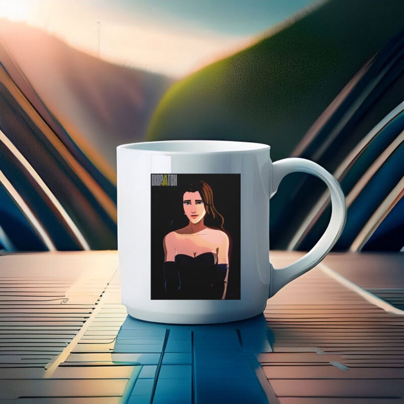 Elegant Woman in Black Dress Mug