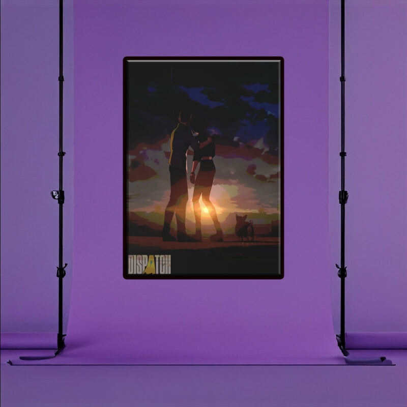 Sunset Embrace with Dog Poster