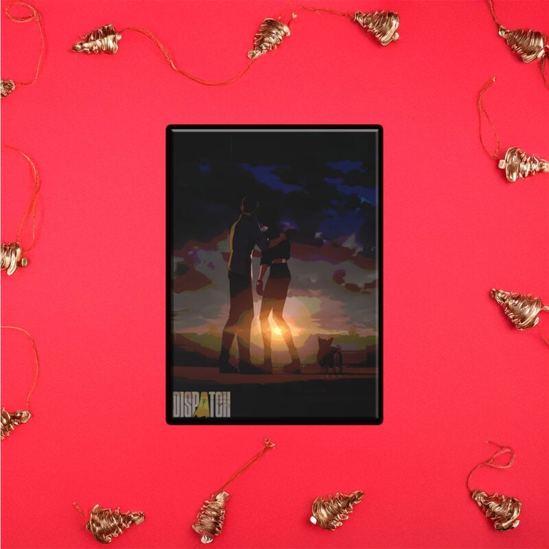 Sunset Embrace with Dog Poster