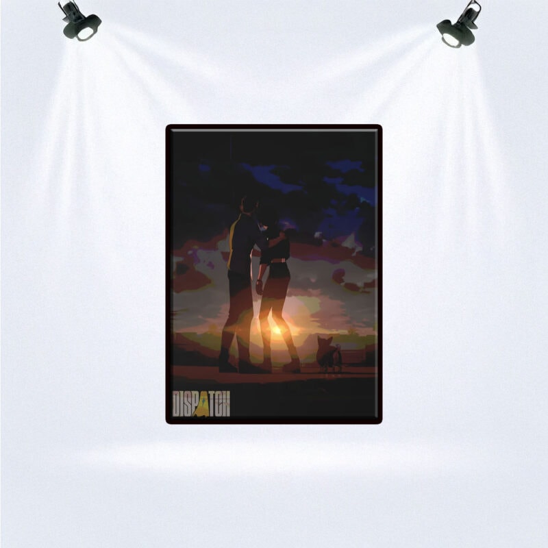 Sunset Embrace with Dog Poster