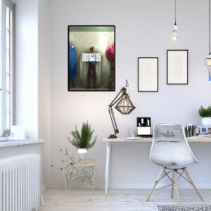 Superheroes in a Public Restroom Poster