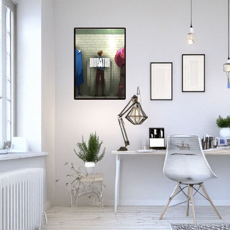 Superheroes in a Public Restroom Poster