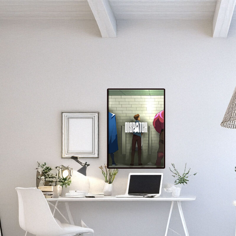 Superheroes in a Public Restroom Poster