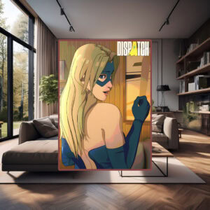 Blonde Superheroine in Blue Mask Poster