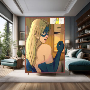 Blonde Superheroine in Blue Mask Poster