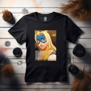 Blonde Superheroine with Blue Mask Shirt