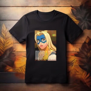 Blonde Superheroine with Blue Mask Shirt