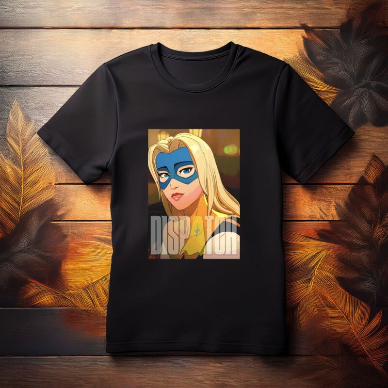 Blonde Superheroine with Blue Mask Shirt