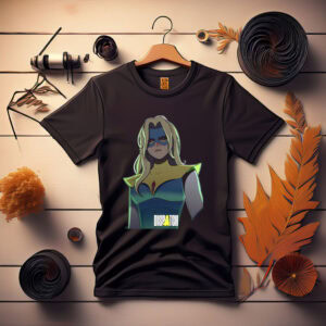 Blonde Superheroine with Mask Shirt