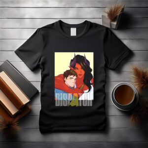 Demon Girl Hugging Man with Beer Shirt