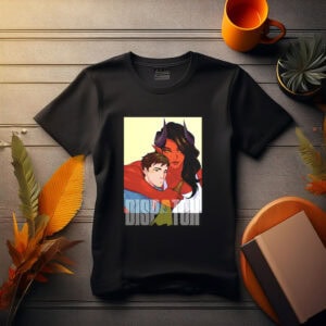 Demon Girl Hugging Man with Beer Shirt