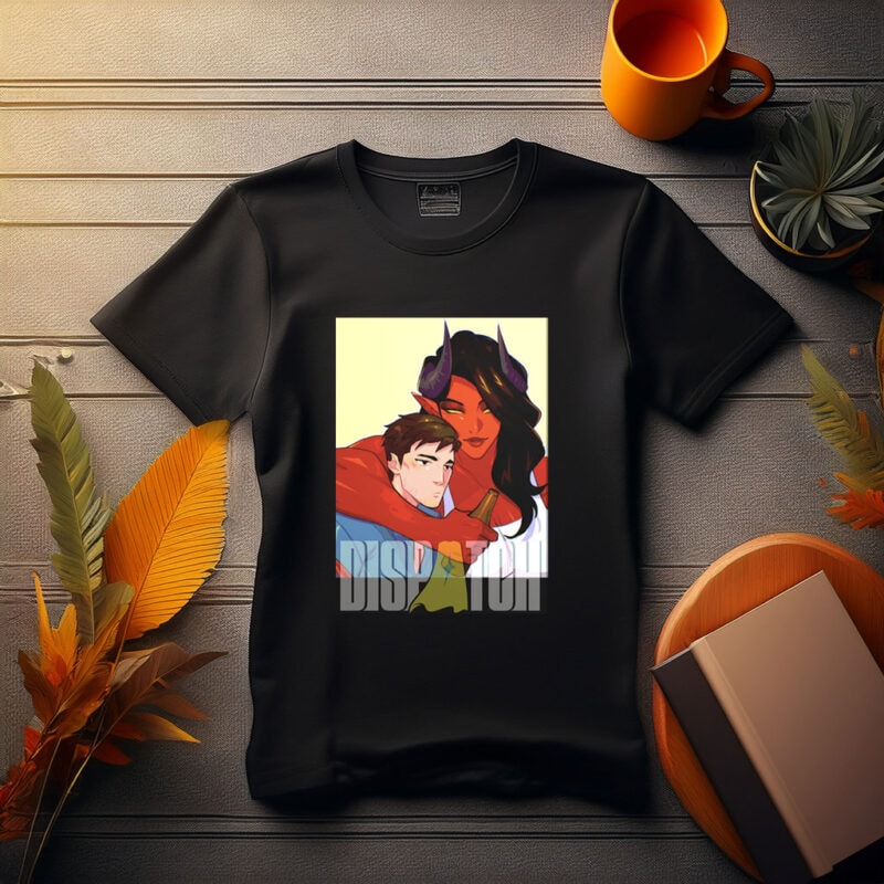 Demon Girl Hugging Man with Beer Shirt