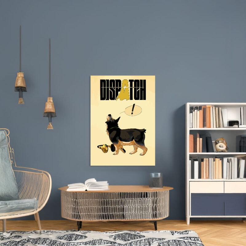 Dispatch Dog with Headphones Illustration Poster