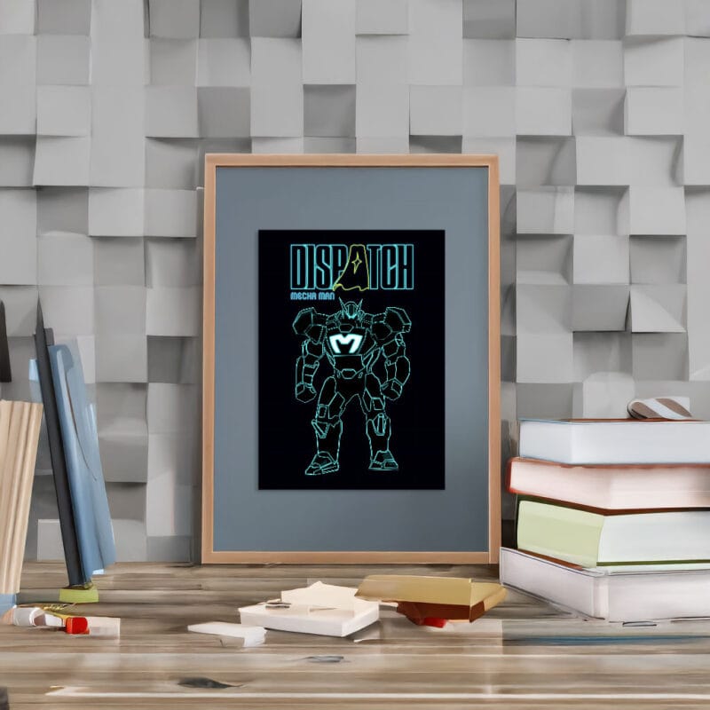 Dispatch Mecha Man Neon Art Poster